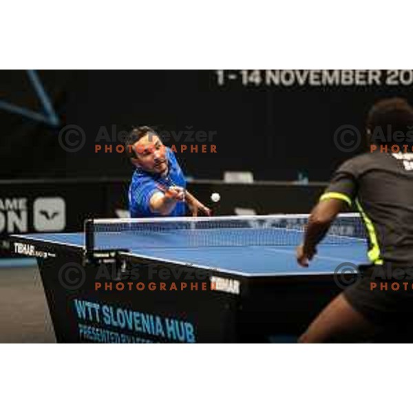 Bojan Tokic in action during WTT Slovenian hub, presented by I feel Slovenia in Lasko, Slovenia on November 11, 2021