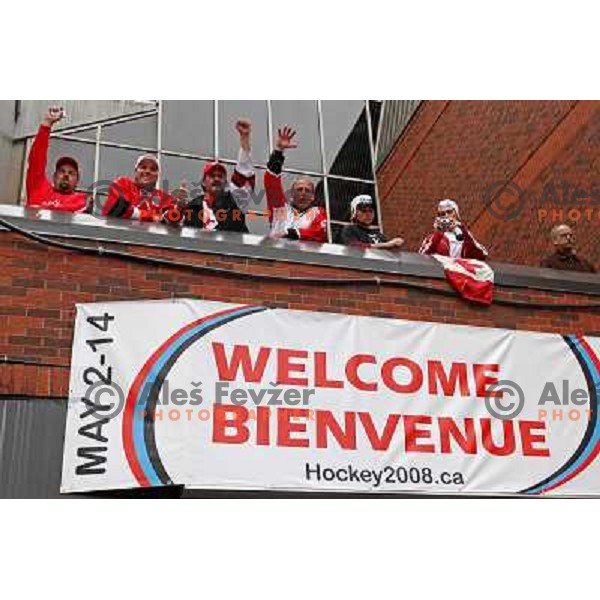 Canadian fans celebrate victory over USA at IIHF World Championship 2008, preliminary round, group B, played in Halifax, Nova Scotia, Canada on 6th of May 2008. Canada won the game 5:4. Photo by Ales Fevzer 