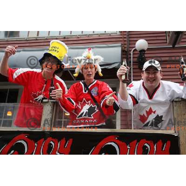 Canadian fans celebrate victory over USA at IIHF World Championship 2008, preliminary round, group B, played in Halifax, Nova Scotia, Canada on 6th of May 2008. Canada won the game 5:4. Photo by Ales Fevzer 
