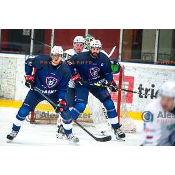 Miha Logar in action during ice-hockey match between Slovenia and France in Podmezakla hall in Jesenice, Slovenia on November 11, 2021