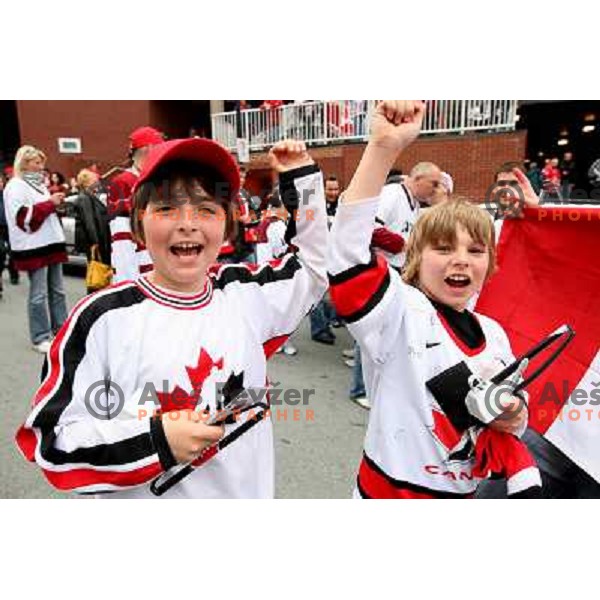 Canadian fans celebrate victory over USA at IIHF World Championship 2008, preliminary round, group B, played in Halifax, Nova Scotia, Canada on 6th of May 2008. Canada won the game 5:4. Photo by Ales Fevzer 