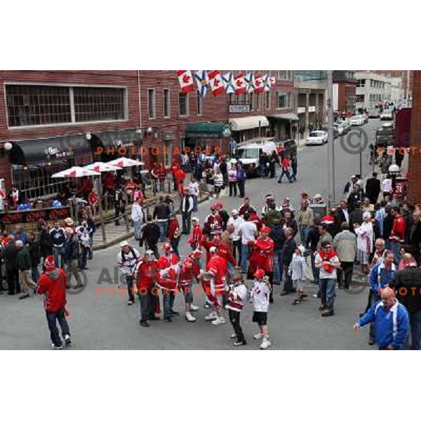 Canadian fans celebrate victory over USA at IIHF World Championship 2008, preliminary round, group B, played in Halifax, Nova Scotia, Canada on 6th of May 2008. Canada won the game 5:4. Photo by Ales Fevzer 