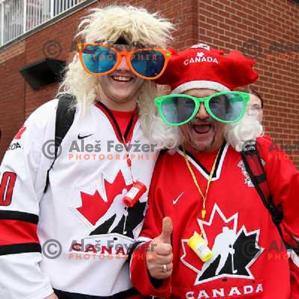 Canadian fans celebrate victory over USA at IIHF World Championship 2008, preliminary round, group B, played in Halifax, Nova Scotia, Canada on 6th of May 2008. Canada won the game 5:4. Photo by Ales Fevzer 