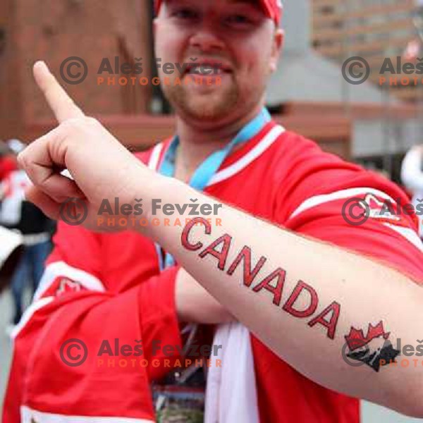 Canadian fans celebrate victory over USA at IIHF World Championship 2008, preliminary round, group B, played in Halifax, Nova Scotia, Canada on 6th of May 2008. Canada won the game 5:4. Photo by Ales Fevzer 