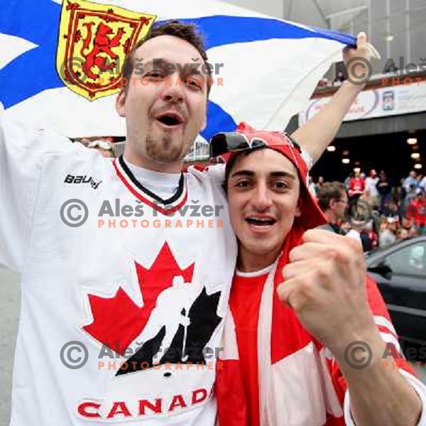 Canadian fans celebrate victory over USA at IIHF World Championship 2008, preliminary round, group B, played in Halifax, Nova Scotia, Canada on 6th of May 2008. Canada won the game 5:4. Photo by Ales Fevzer 