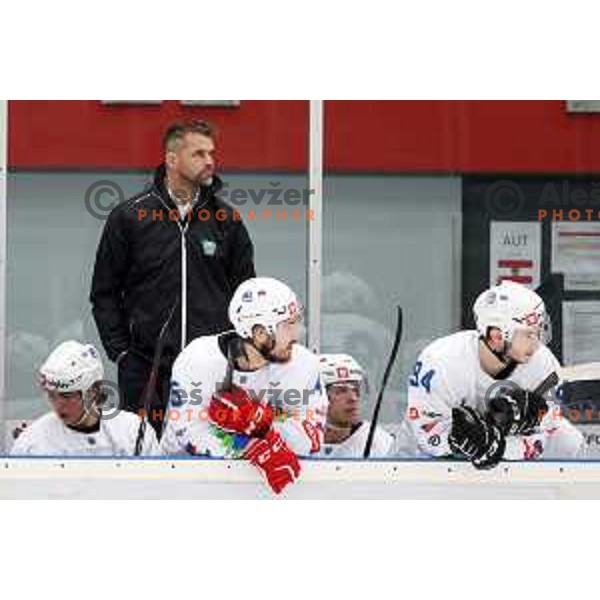 Klemen Mohoric during 4 nations ice-hockey tournament between Slovenia and Austria in Podmezakla hall in Jesenice, Slovenia on November 13, 2021