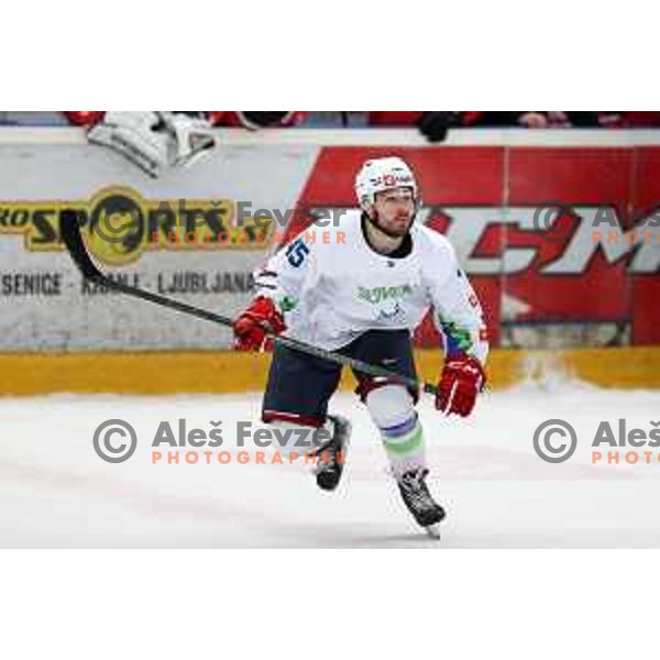 Rok Kapel in action during 4 nations ice-hockey tournament between Slovenia and Austria in Podmezakla hall in Jesenice, Slovenia on November 13, 2021