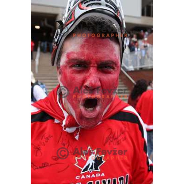 Canadian fans celebrate victory over USA at IIHF World Championship 2008, preliminary round, group B, played in Halifax, Nova Scotia, Canada on 6th of May 2008. Canada won the game 5:4. Photo by Ales Fevzer 