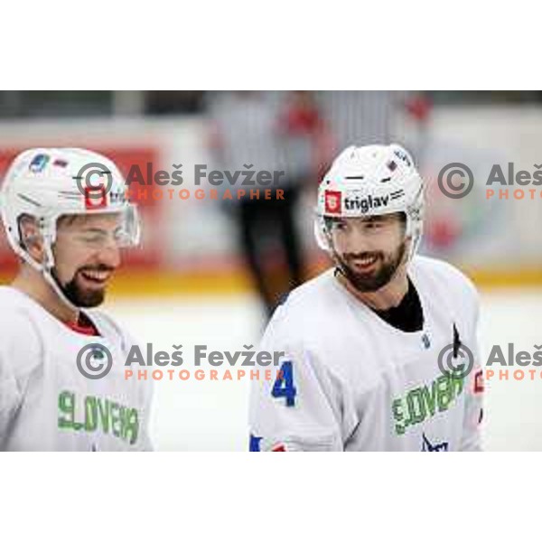 Aleksandar Magovac in action during 4 nations ice-hockey tournament between Slovenia and Austria in Podmezakla hall in Jesenice, Slovenia on November 13, 2021