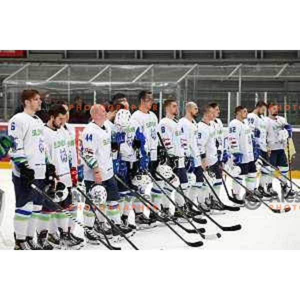 in action during 4 nations ice-hockey tournament between Slovenia and Austria in Podmezakla hall in Jesenice, Slovenia on November 13, 2021