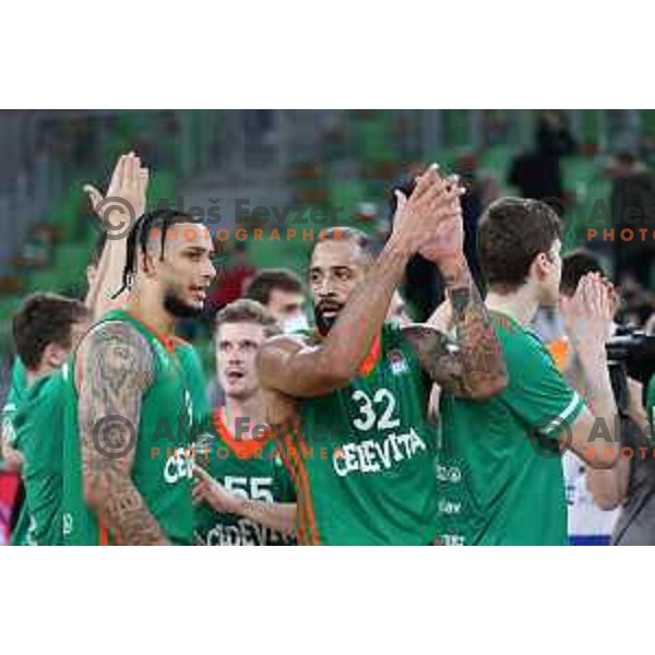 Zach Auguste and Jackie Carmichael of Cedevita Olimpija in action during ABA league regular season basketball match between Cedevita Olimpija and Mornar Barsko Zlato in Stozice, Arena, Ljubljana, Slovenia on November 13, 2021