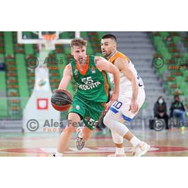 Luka Rupnik of Cedevita Olimpija in action during ABA league regular season basketball match between Cedevita Olimpija and Mornar Barsko Zlato in Stozice, Arena, Ljubljana, Slovenia on November 13, 2021
