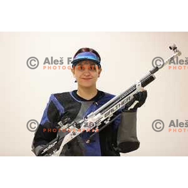 Urska Kuharic, member of Slovenia air-rifle shooting team at practice session in Ljubljana, Slovenia on November 12, 2021