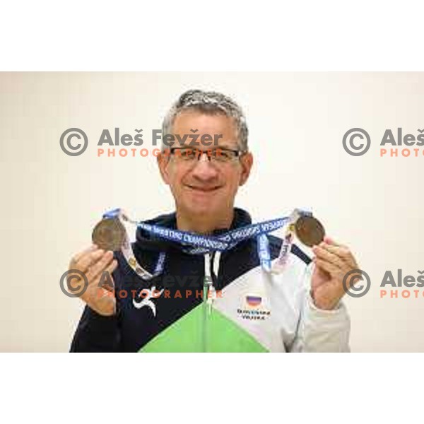 Rajmond Debevec, member of Slovenia air-rifle shooting team at practice session in Ljubljana, Slovenia on November 12, 2021