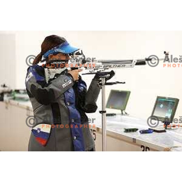 Urska Kuharic, member of Slovenia air-rifle shooting team at practice session in Ljubljana, Slovenia on November 12, 2021