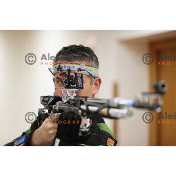Rajmond Debevec, member of Slovenia air-rifle shooting team at practice session in Ljubljana, Slovenia on November 12, 2021