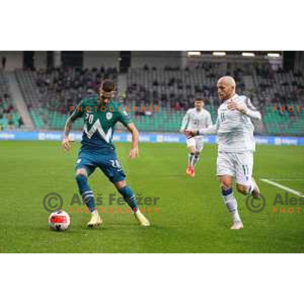 Petar Stojanovic in action during FIFA World Cup 2022 Qualifiers match between Slovenia and Cyprus in Stozice, Ljubljana, Slovenia on November 14, 2021