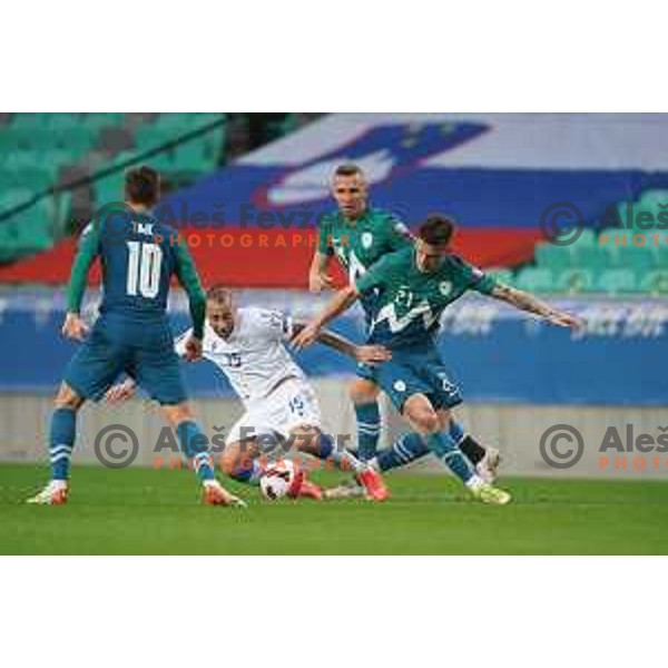 Benjamin Verbic in action during FIFA World Cup 2022 Qualifiers match between Slovenia and Cyprus in Stozice, Ljubljana, Slovenia on November 14, 2021
