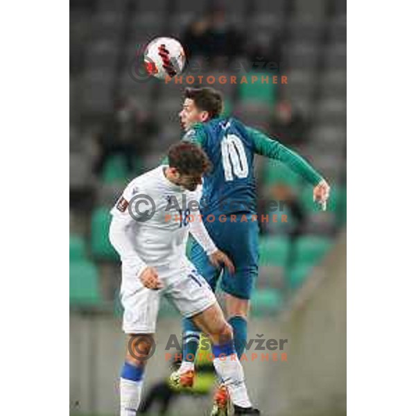 Miha Zajc in action during FIFA World Cup 2022 Qualifiers match between Slovenia and Cyprus in Stozice, Ljubljana, Slovenia on November 14, 2021