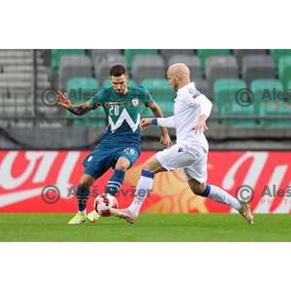Petar Stojanovic in action during FIFA World Cup 2022 Qualifiers match between Slovenia and Cyprus in Stozice, Ljubljana, Slovenia on November 14, 2021