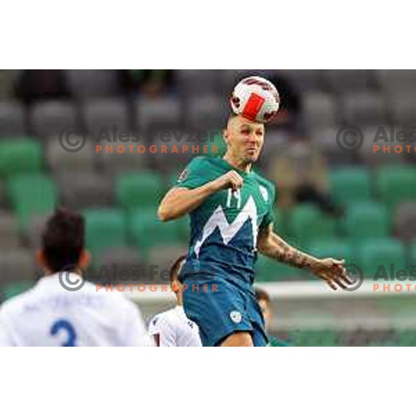 Jasmin Kurtic in action during FIFA World Cup 2022 Qualifiers match between Slovenia and Cyprus in Stozice, Ljubljana, Slovenia on November 14, 2021