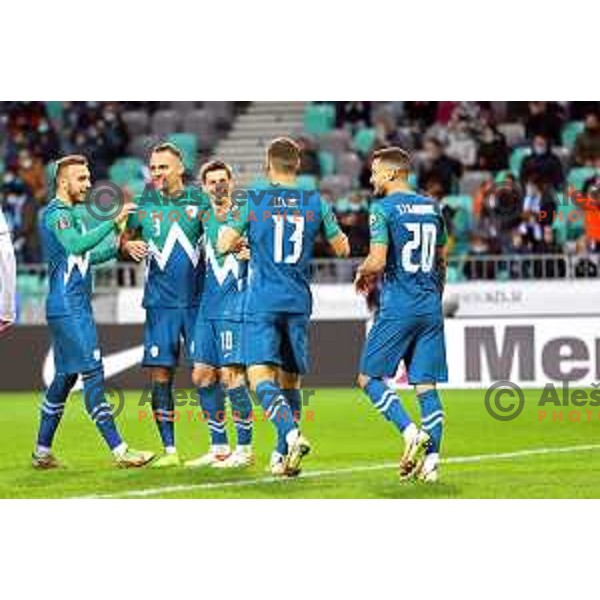Miha Zajc in action during FIFA World Cup 2022 Qualifiers match between Slovenia and Cyprus in Stozice, Ljubljana, Slovenia on November 14, 2021