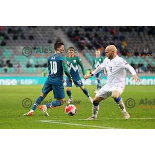 Miha Zajc in action during FIFA World Cup 2022 Qualifiers match between Slovenia and Cyprus in Stozice, Ljubljana, Slovenia on November 14, 2021