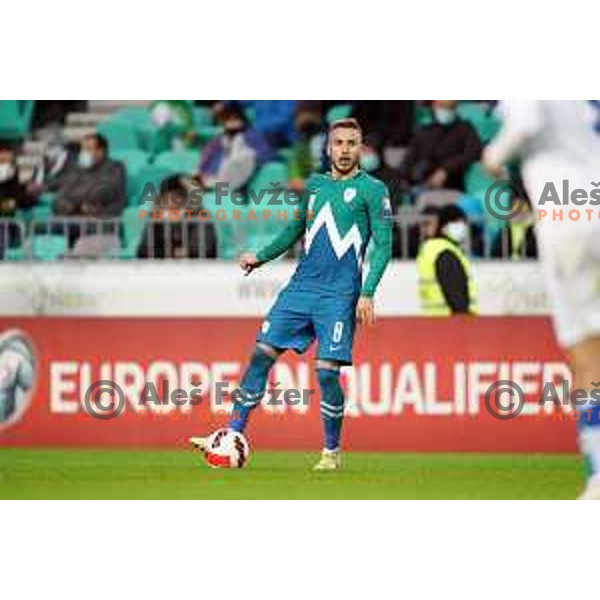 Sandi Lovric in action during FIFA World Cup 2022 Qualifiers match between Slovenia and Cyprus in Stozice, Ljubljana, Slovenia on November 14, 2021