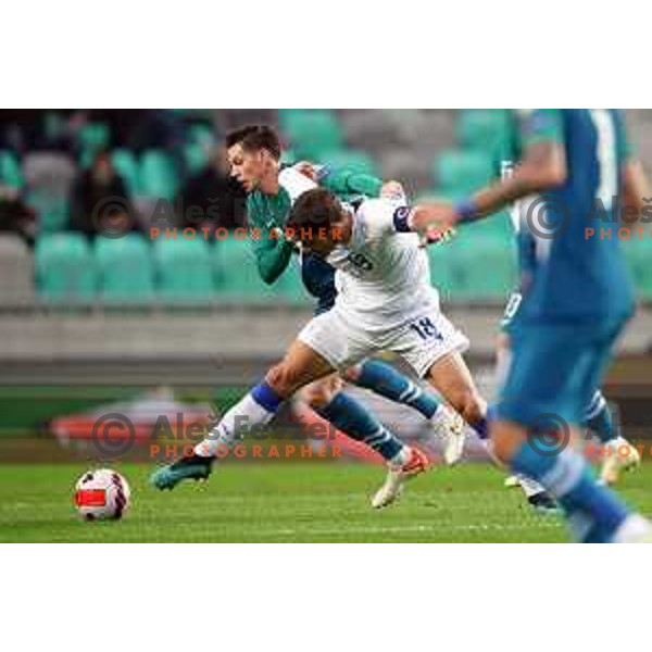 Miha Zajc in action during FIFA World Cup 2022 Qualifiers match between Slovenia and Cyprus in Stozice, Ljubljana, Slovenia on November 14, 2021