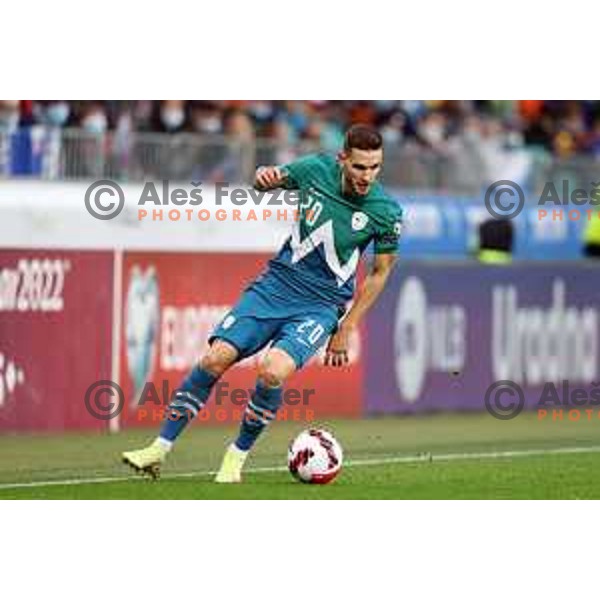 in action during FIFA World Cup 2022 Qualifiers match between Slovenia and Cyprus in Stozice, Ljubljana, Slovenia on November 14, 2021