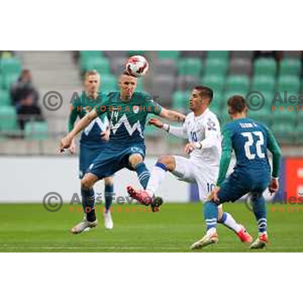 Jasmin Kurtic in action during FIFA World Cup 2022 Qualifiers match between Slovenia and Cyprus in Stozice, Ljubljana, Slovenia on November 14, 2021
