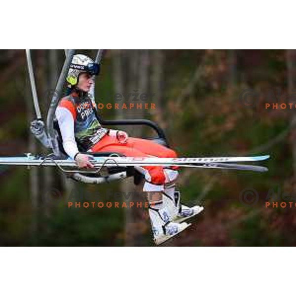 Domen Prevc of Slovenia ski-jumping team during practice session in Planica, Slovenia on November 16, 2021