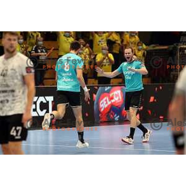 Timotej Grmsek in action during EHF European league match between Gorenje Velenje and Nexe in Velenje, Slovenia on November 16, 2021 