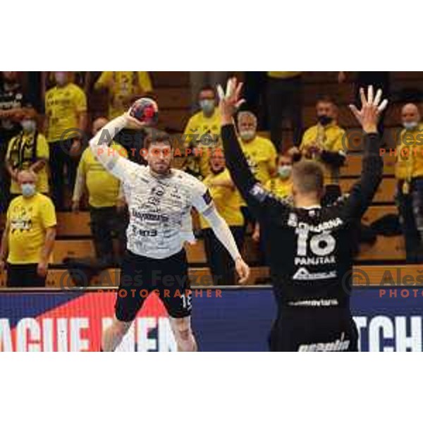 in action during EHF European league match between Gorenje Velenje and Nexe in Velenje, Slovenia on November 16, 2021