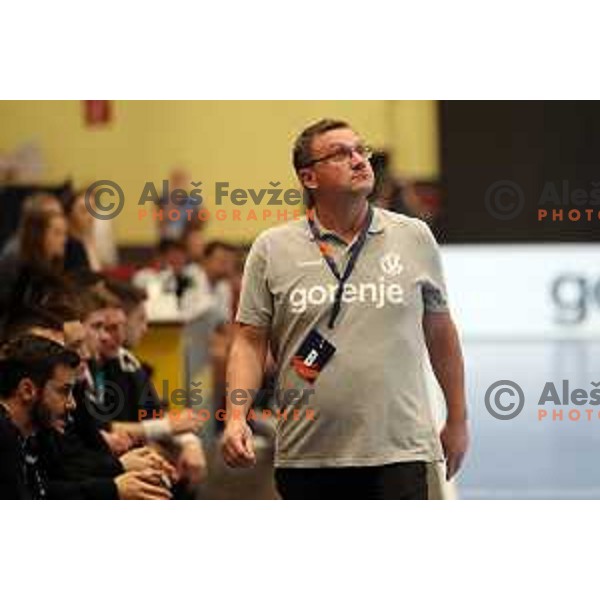 Head coach Zoran Jovicic during EHF European league match between Gorenje Velenje and Nexe in Velenje, Slovenia on November 16, 2021 
