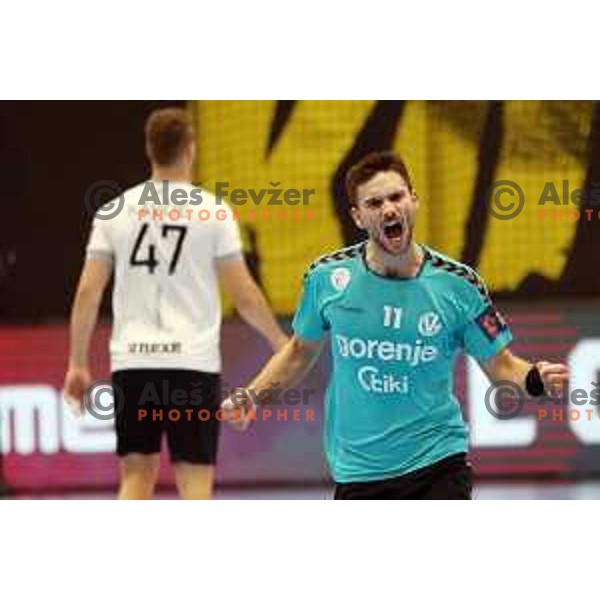 Kenan Pajt in action during EHF European league match between Gorenje Velenje and Nexe in Velenje, Slovenia on November 16, 2021 