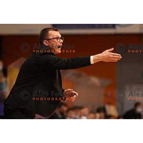 Head coach Dalibor Damjanovic during Nova KBM league match between Helios Suns and Krka in Domzale, Slovenia on November 16, 2021
