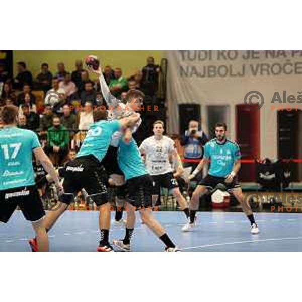 in action during EHF European league match between Gorenje Velenje and Nexe in Velenje, Slovenia on November 16, 2021
