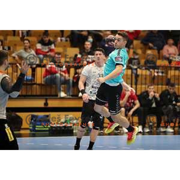 in action during EHF European league match between Gorenje Velenje and Nexe in Velenje, Slovenia on November 16, 2021