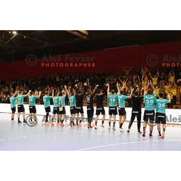 in action during EHF European league match between Gorenje Velenje and Nexe in Velenje, Slovenia on November 16, 2021