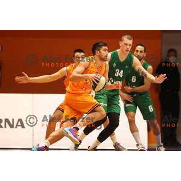 in action during Nova KBM league match between Helios Suns and Krka in Domzale, Slovenia on November 16, 2021