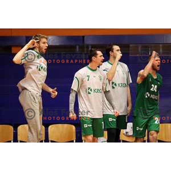 in action during Nova KBM league match between Helios Suns and Krka in Domzale, Slovenia on November 16, 2021