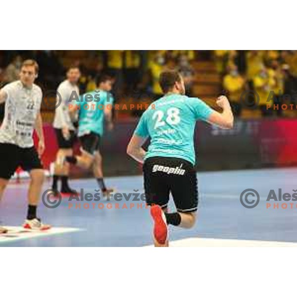 in action during EHF European league match between Gorenje Velenje and Nexe in Velenje, Slovenia on November 16, 2021