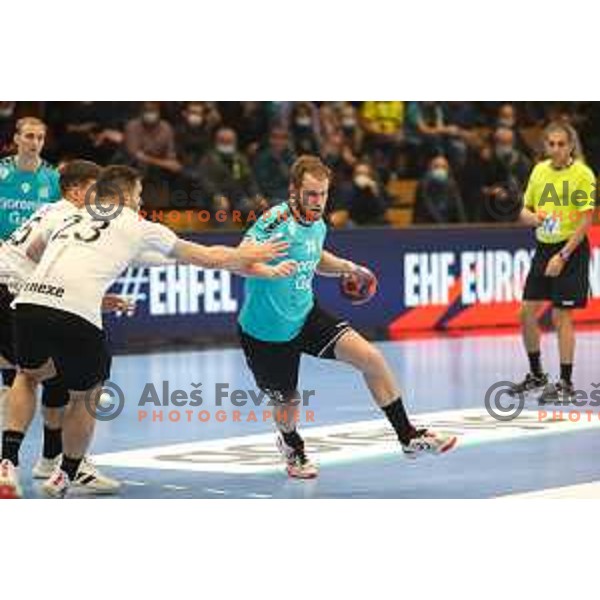 in action during EHF European league match between Gorenje Velenje and Nexe in Velenje, Slovenia on November 16, 2021