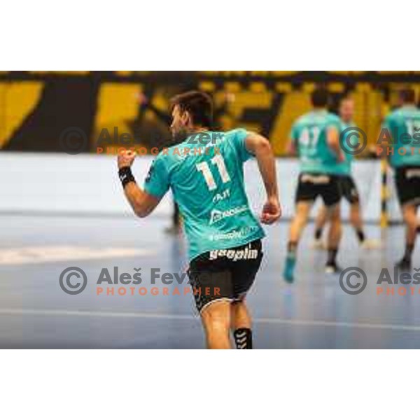 Kenan Pajt in action during EHF European league match between Gorenje Velenje and Nexe in Velenje, Slovenia on November 16, 2021