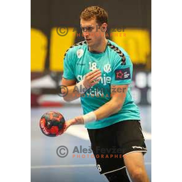in action during EHF European league match between Gorenje Velenje and Nexe in Velenje, Slovenia on November 16, 2021