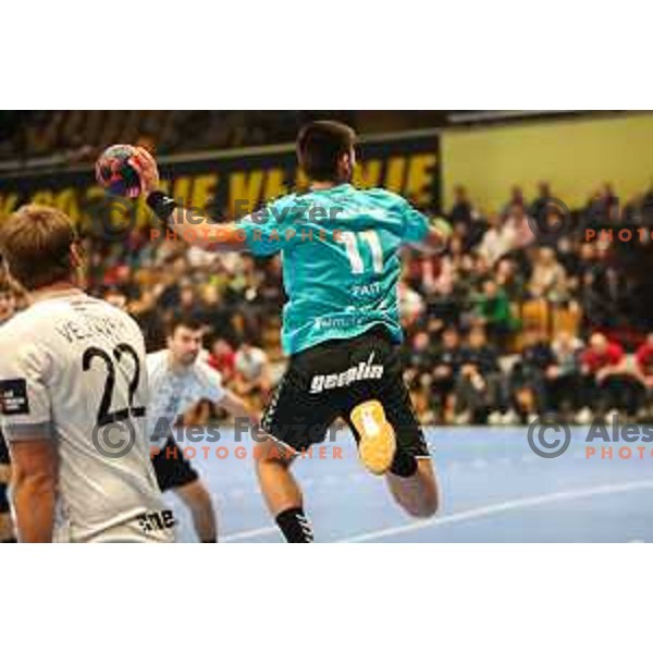 Kenan Pajt in action during EHF European league match between Gorenje Velenje and Nexe in Velenje, Slovenia on November 16, 2021