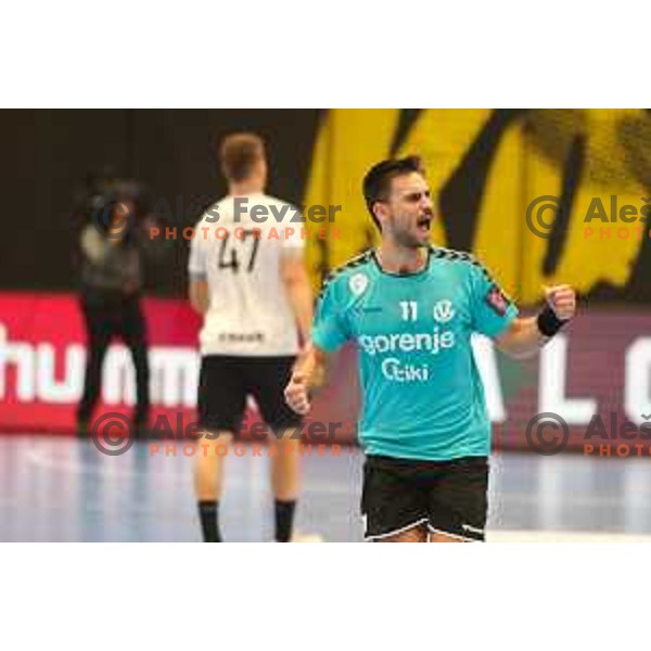 Kenan Pajt in action during EHF European league match between Gorenje Velenje and Nexe in Velenje, Slovenia on November 16, 2021