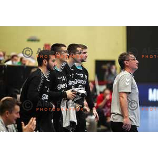in action during EHF European league match between Gorenje Velenje and Nexe in Velenje, Slovenia on November 16, 2021