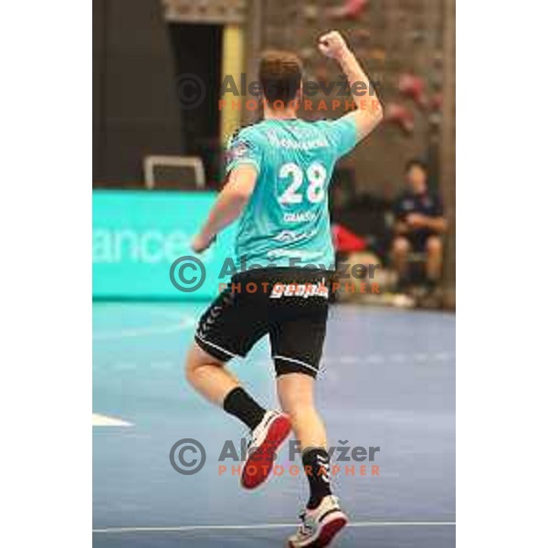 in action during EHF European league match between Gorenje Velenje and Nexe in Velenje, Slovenia on November 16, 2021